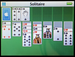 Photograph of Apple Solitaire running on a 5th generation Apple iPod.