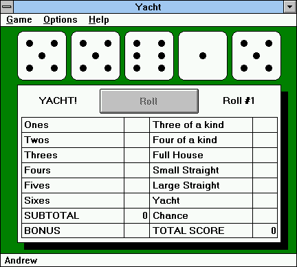 Screenshot of Yacht in Windows 3.1.